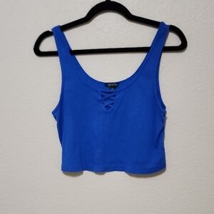 Wild Fable Blue Sleeveless Tank Top with Crop Design and Tie Front